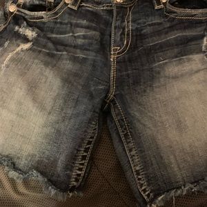 Miss Me rough hemmed distressed jean shorts